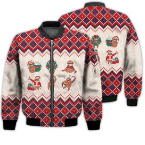 Merry Christmas Funny Christmas Sloth Retro Christmas Holiday Gifts Unisex 3D Bomber Jacket