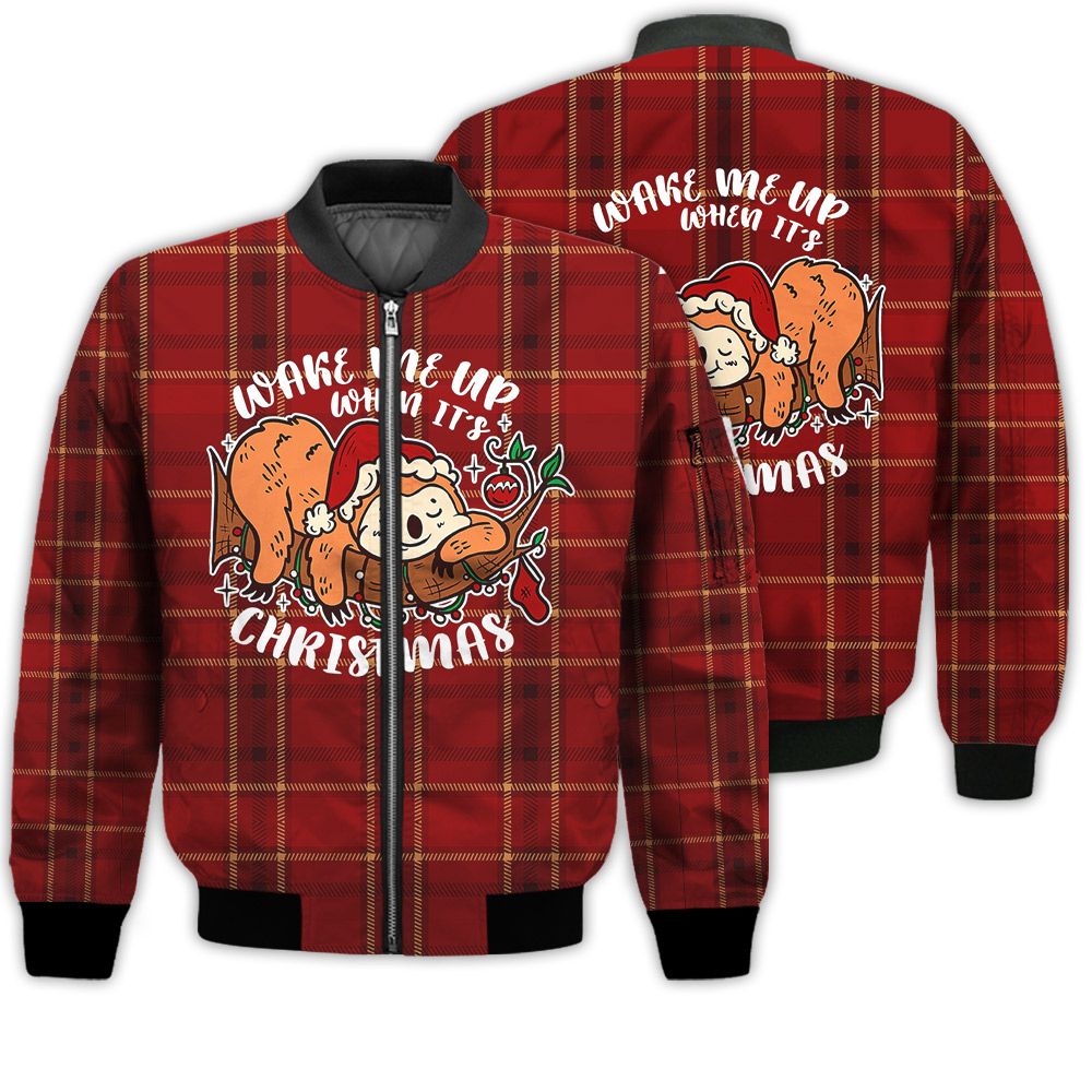 Merry Christmas Funny Wake Me Up When It's Christmas Retro Christmas Holiday Gifts Unisex 3D Bomber Jacket Merry Christmas Funny Wake Me Up When It's Christmas Retro Christmas Holiday Gifts Unisex 3D Bomber Jacket