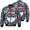 Merry Christmas Gay Santa Glasses Retro Christmas Holiday Gifts Unisex 3D Bomber Jacket