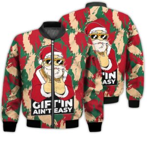 Merry Christmas Gift'in Ain't Easy Retro Christmas Holiday Gifts Unisex 3D Bomber Jacket