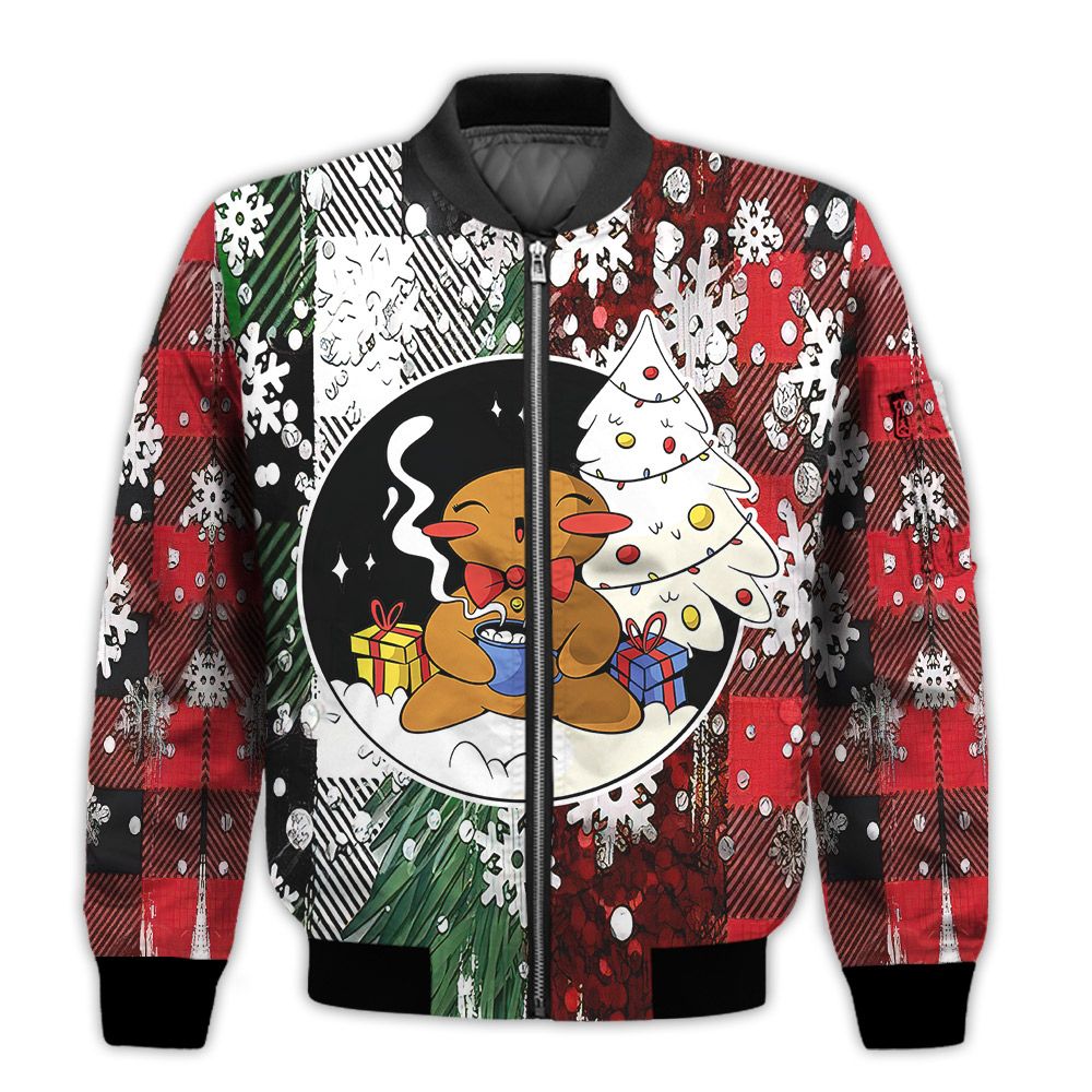 Merry-Christmas-Gingerbread-Retro-Christmas-Holiday-Gifts-Unisex-3D-Bomber-Jacket-1