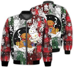 Merry Christmas Gingerbread Retro Christmas Holiday Gifts Unisex 3D Bomber Jacket