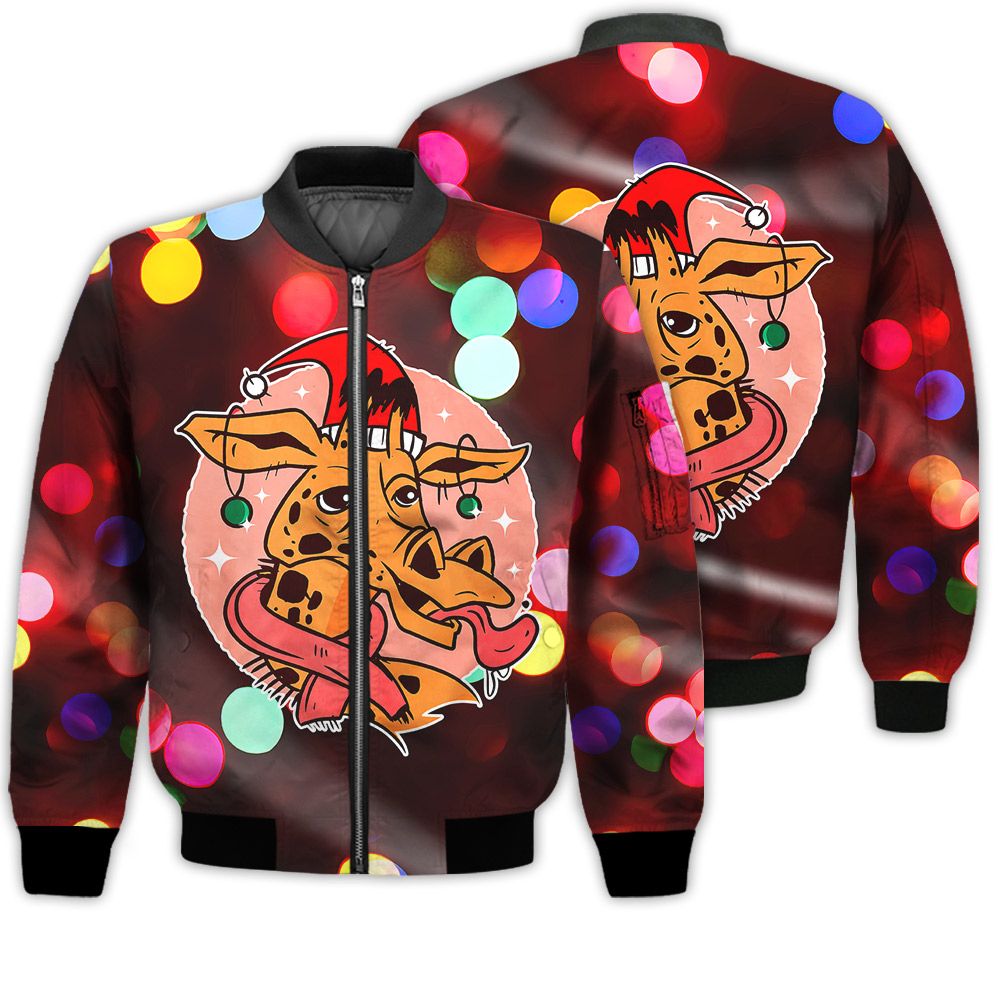 Merry Christmas Giraffe Retro Christmas Holiday Gifts Unisex 3D Bomber Merry Christmas Giraffe Retro Christmas Holiday Gifts Unisex 3D Bomber