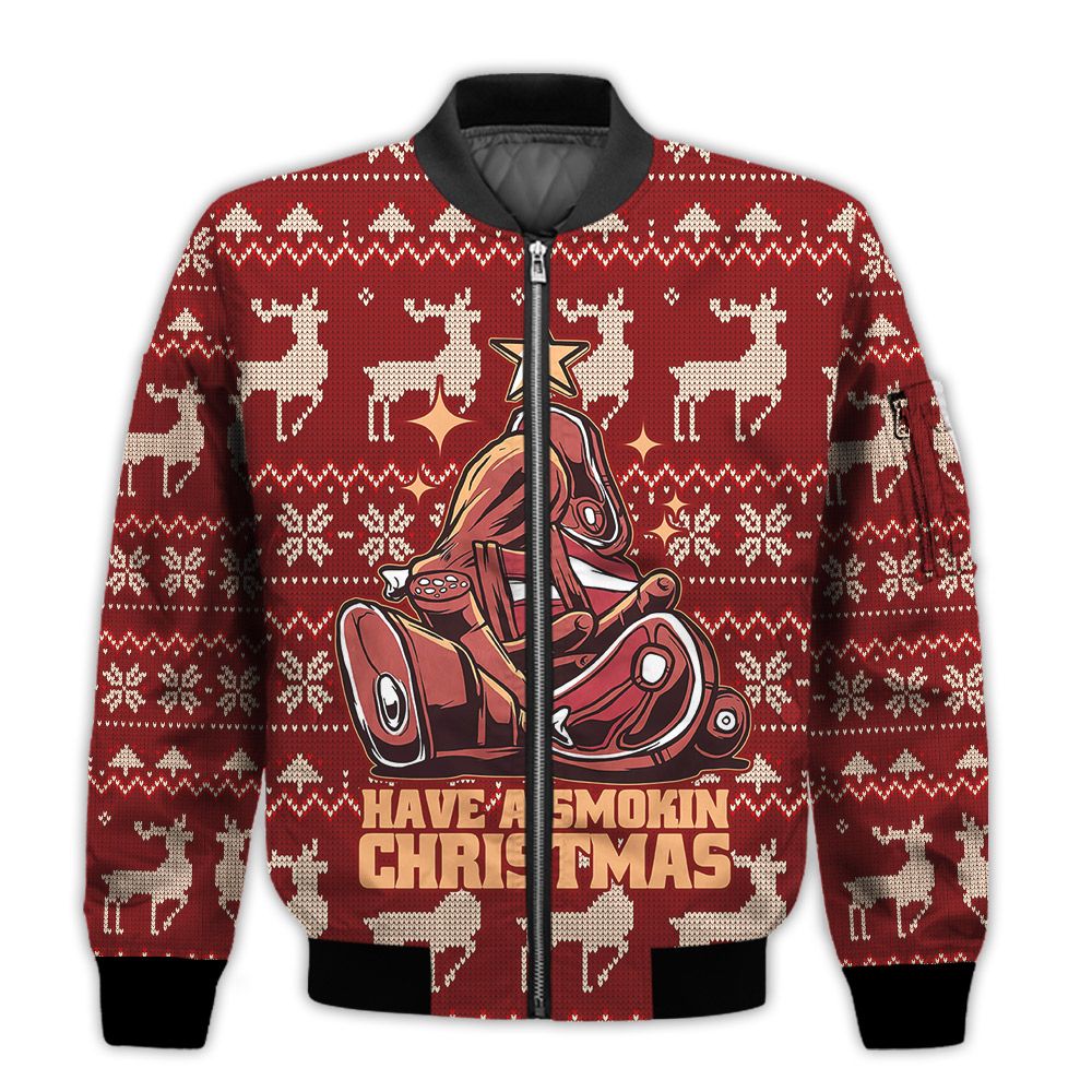 Merry-Christmas-Have-A-Smokin-Christmas-Meat-Tree-Food-Christmas-Holiday-Gifts-Unisex-3D-Bomber-Jacket-1