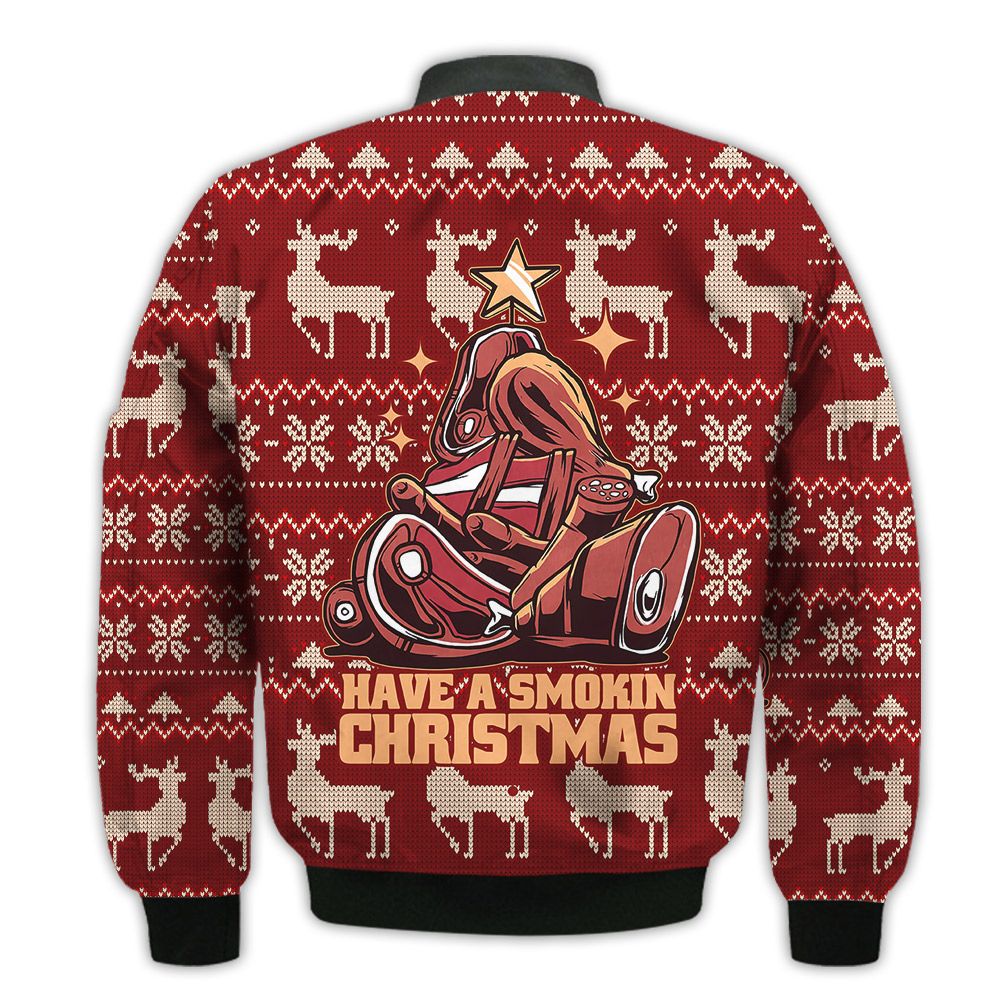 Merry-Christmas-Have-A-Smokin-Christmas-Meat-Tree-Food-Christmas-Holiday-Gifts-Unisex-3D-Bomber-Jacket-2
