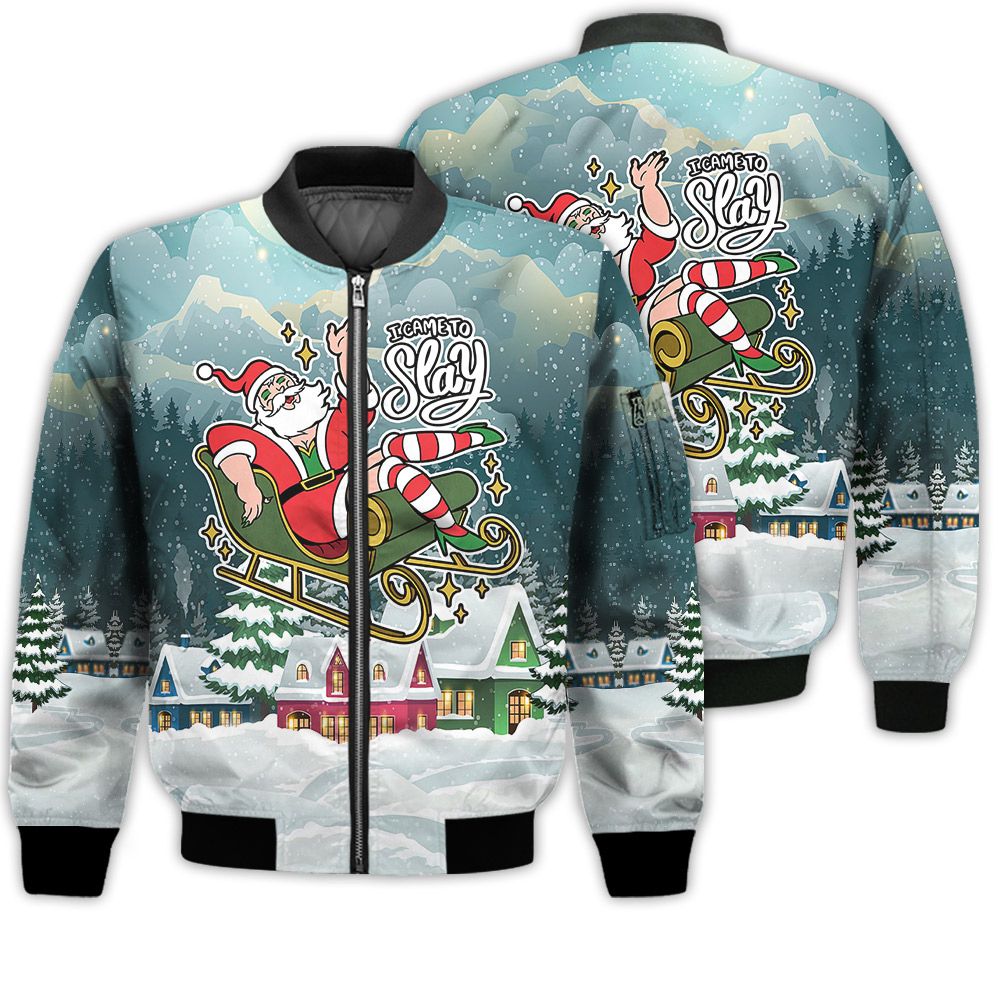 Merry Christmas I Came To Slay Retro Christmas Holiday Gifts Unisex 3D Bomber Bomber Jacket Merry Christmas I Came To Slay Retro Christmas Holiday Gifts Unisex 3D Bomber Bomber Jacket