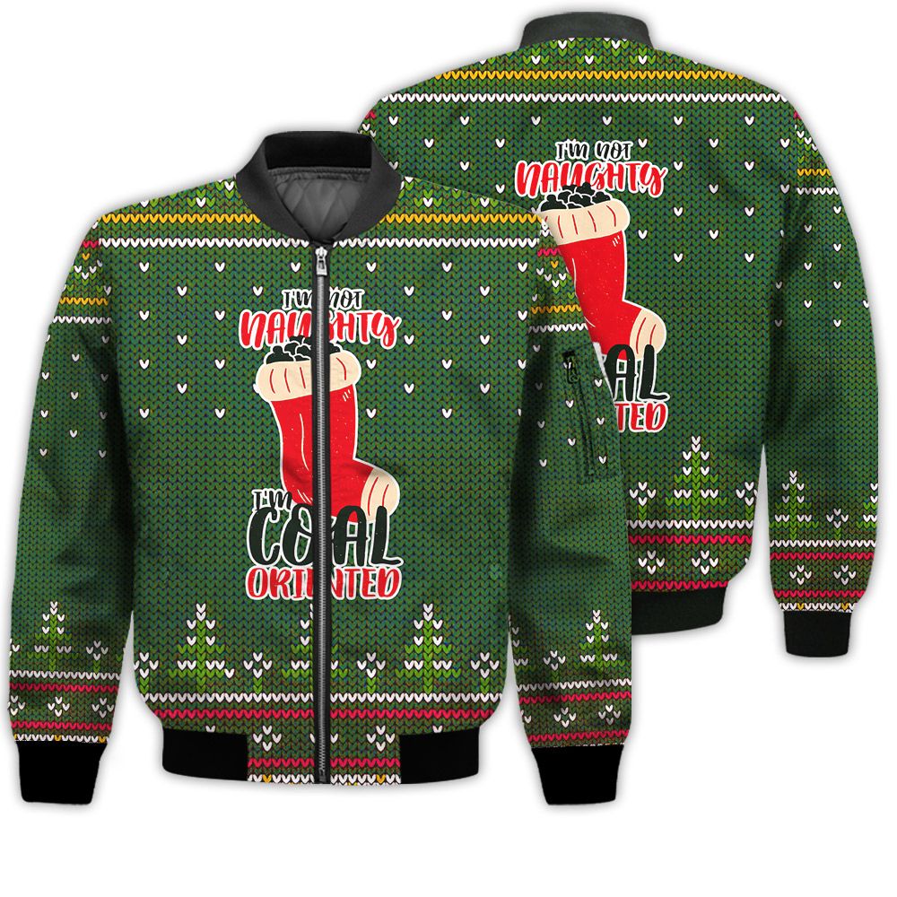 Merry Christmas I'm Not Naughty I'm Coal Oriented Retro Christmas Holiday Gifts Unisex 3D Bomber Bomber Jacket Merry Christmas I'm Not Naughty I'm Coal Oriented Retro Christmas Holiday Gifts Unisex 3D Bomber Bomber Jacket