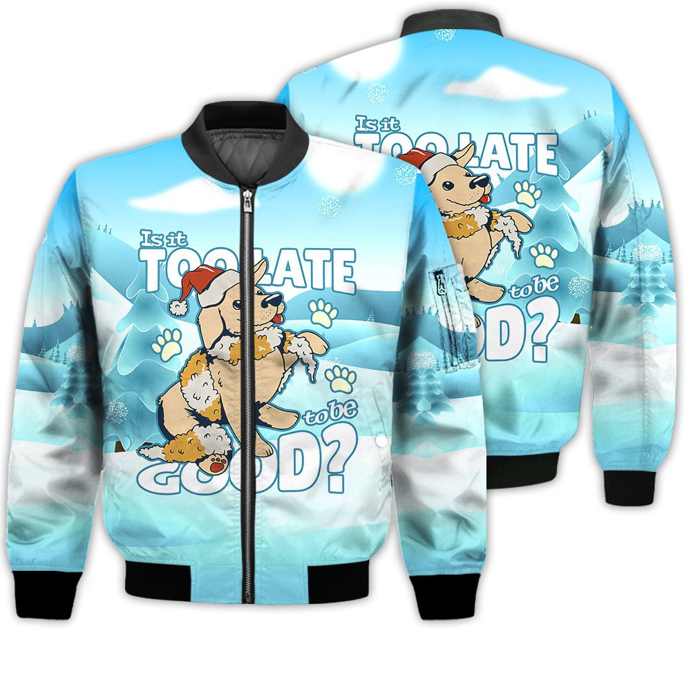 Merry Christmas Is It Too Late To be Good Retro Christmas Holiday Gifts Unisex 3D Bomber Bomber Jacket Merry Christmas Is It Too Late To be Good Retro Christmas Holiday Gifts Unisex 3D Bomber Bomber Jacket