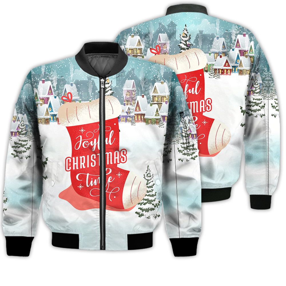 Merry Christmas Joyful Christmas Time Retro Christmas Holiday Gifts Unisex 3D Bomber Bomber Jacket Merry Christmas Joyful Christmas Time Retro Christmas Holiday Gifts Unisex 3D Bomber Bomber Jacket