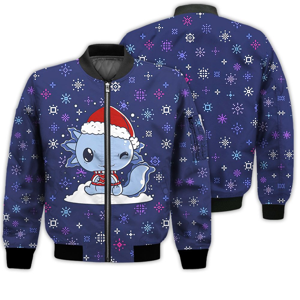 Merry Christmas Kawaii Axolotl In Christmas Retro Christmas Holiday Gifts Unisex 3D Bomber Bomber Jacket Merry Christmas Kawaii Axolotl In Christmas Retro Christmas Holiday Gifts Unisex 3D Bomber Bomber Jacket
