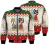 Merry Christmas Leopard Retro Christmas Holiday Gifts Unisex 3D Bomber Bomber Jacket