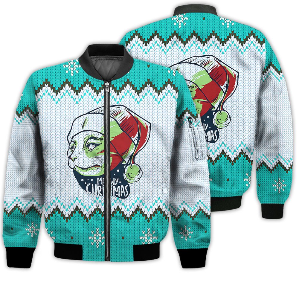 Merry Christmas Meowy Retro Christmas Holiday Gifts Unisex 3D Bomber Bomber Jacket Merry Christmas Meowy Retro Christmas Holiday Gifts Unisex 3D Bomber Bomber Jacket
