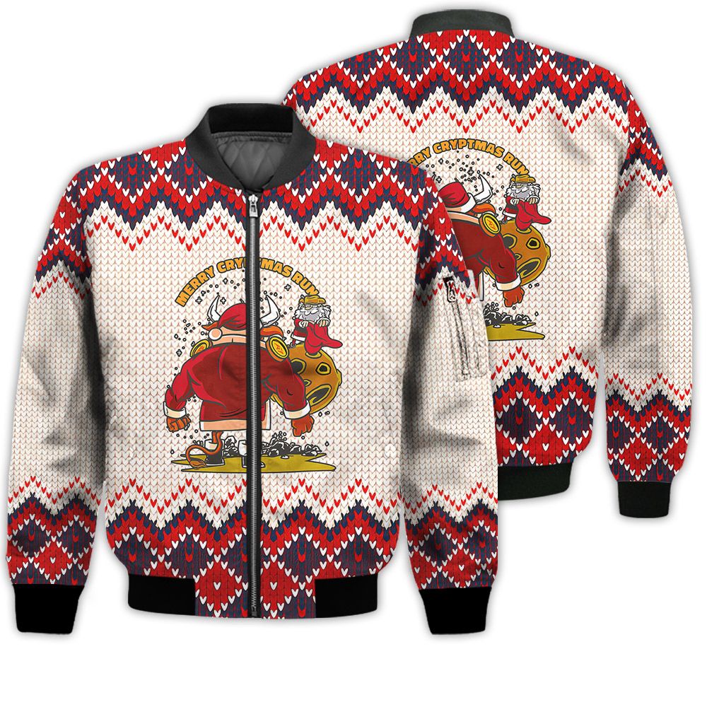 Merry Christmas Merry Cryptmas Run Retro Christmas Holiday Gifts Unisex 3D Bomber Bomber Jacket Merry Christmas Merry Cryptmas Run Retro Christmas Holiday Gifts Unisex 3D Bomber Bomber Jacket