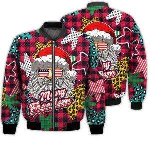 Merry Christmas Merry Freedom Retro Christmas Holiday Gifts Unisex 3D Bomber Jacket