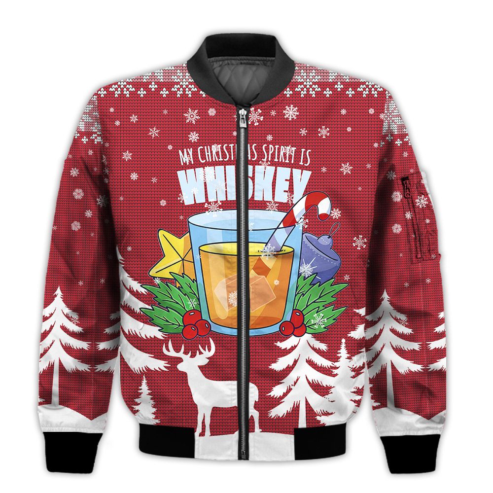 Merry-Christmas-My-Christmas-Spirit-Is-Whiskey-Retro-Christmas-Holiday-Gifts-Unisex-3D-Bomber-Bomber-Jacket-1