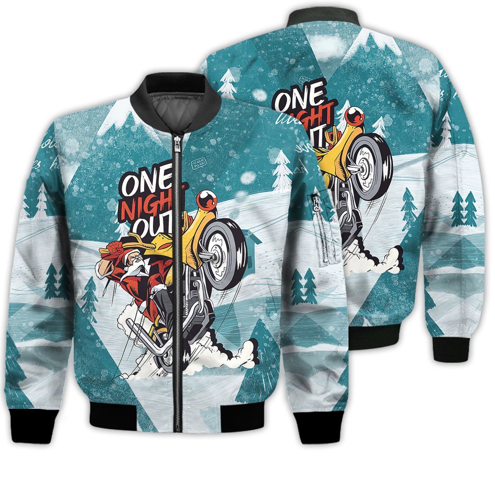 Merry Christmas One Night Out Santa Motorbike Retro Christmas Holiday Gifts Unisex 3D Bomber Bomber Jacket Merry Christmas One Night Out Santa Motorbike Retro Christmas Holiday Gifts Unisex 3D Bomber Bomber Jacket