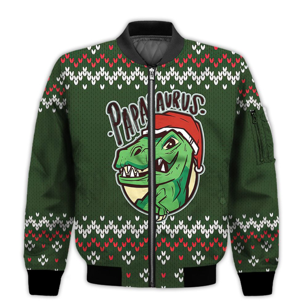 Merry-Christmas-Papasaurus-T-rex-Retro-Christmas-Holiday-Gifts-Unisex-3D-Bomber-Bomber-Jacket-1