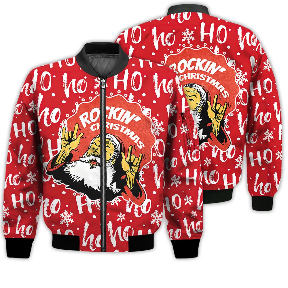 Merry Christmas Rockin' Christmas Santa Retro Christmas Holiday Gifts Unisex 3D Bomber Jacket Merry Christmas Rockin' Christmas Santa Retro Christmas Holiday Gifts Unisex 3D Bomber Jacket