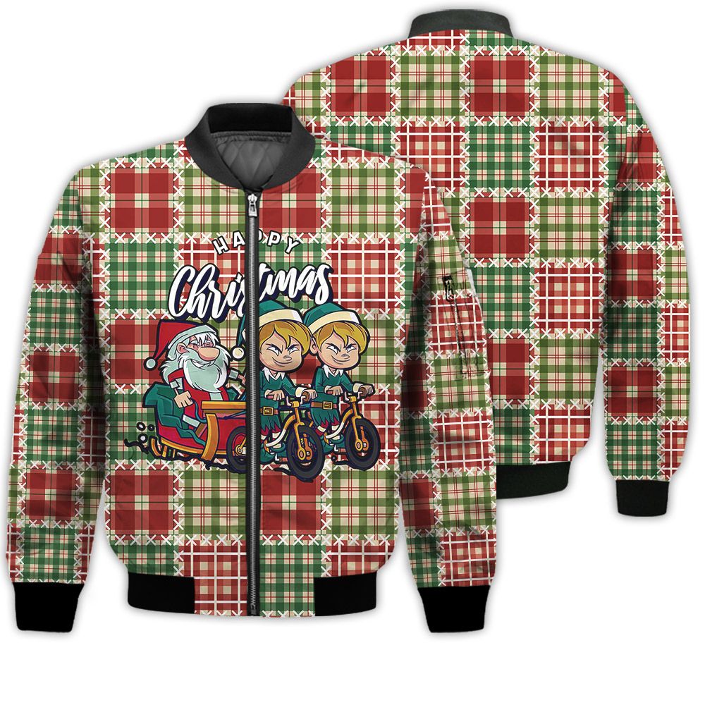Merry Christmas Santa And Elves Retro Christmas Holiday Gifts Unisex 3D Bomber Jacket Merry Christmas Santa And Elves Retro Christmas Holiday Gifts Unisex 3D Bomber Jacket
