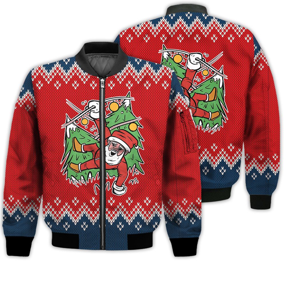 Merry Christmas Santa Claus In Christmas Lights Retro Christmas Holiday Gifts Unisex 3D Bomber Bomber Jacket Merry Christmas Santa Claus In Christmas Lights Retro Christmas Holiday Gifts Unisex 3D Bomber Bomber Jacket