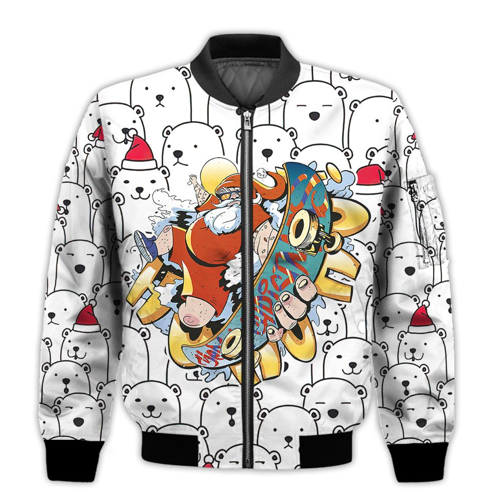 Merry-Christmas-Santa-Claus-Skateboarding-Retro-Christmas-Holiday-Gifts-Unisex-3D-Bomber-Bomber-Jacket-1