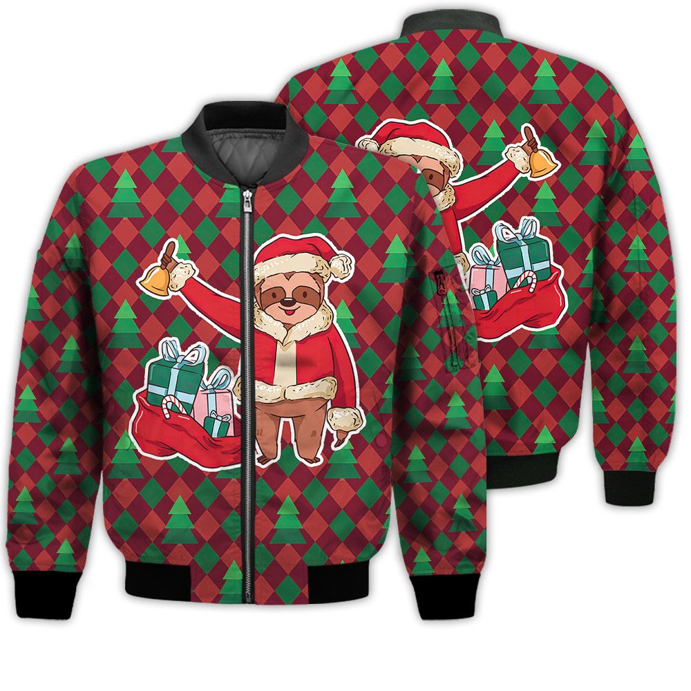 Merry Christmas Santa Claus Sloth Retro Christmas Holiday Gifts Unisex 3D Bomber Bomber Jacket Merry Christmas Santa Claus Sloth Retro Christmas Holiday Gifts Unisex 3D Bomber Bomber Jacket