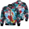 Merry Christmas Santa Claus Snowboarding Retro Christmas Holiday Gifts Unisex 3D Bomber Bomber Jacket