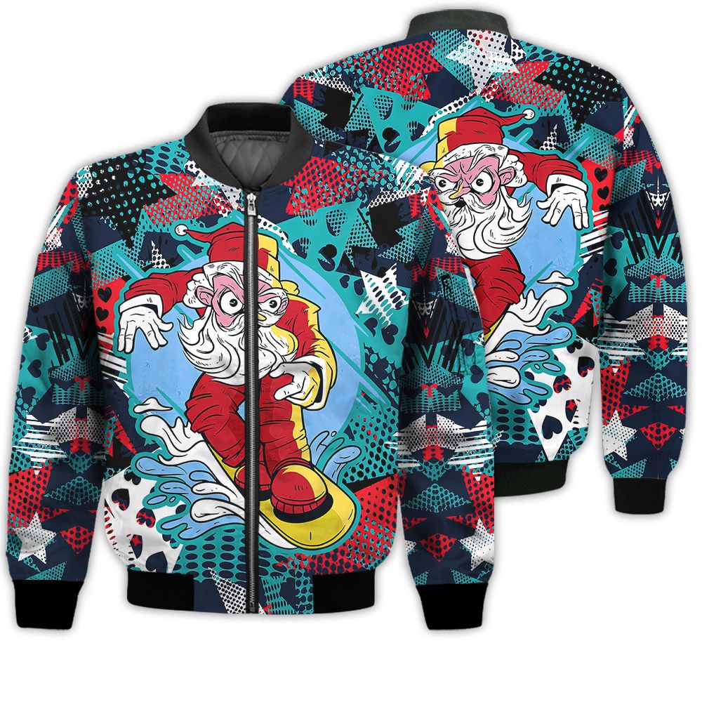 Merry Christmas Santa Claus Snowboarding Retro Christmas Holiday Gifts Unisex 3D Bomber Bomber Jacket Merry Christmas Santa Claus Snowboarding Retro Christmas Holiday Gifts Unisex 3D Bomber Bomber Jacket