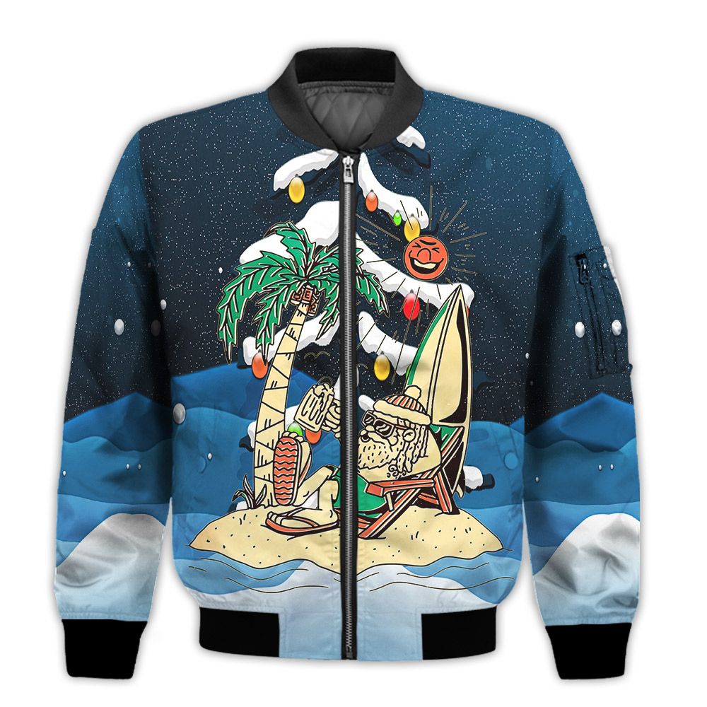 Merry-Christmas-Santa-Claus-Summer-Beach-Retro-Christmas-Holiday-Gifts-Unisex-3D-Bomber-Bomber-Jacket-1