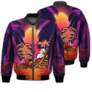 Merry Christmas Santa Claus Tropical Retro Christmas Holiday Gifts Unisex 3D Bomber Bomber Jacket