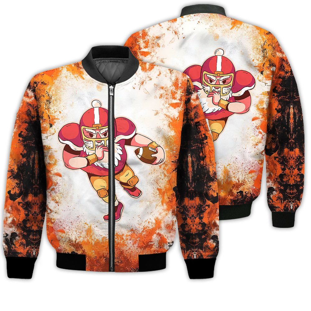 Merry Christmas Santa Football Retro Christmas Holiday Gifts Unisex 3D Bomber Bomber Jacket Merry Christmas Santa Football Retro Christmas Holiday Gifts Unisex 3D Bomber Bomber Jacket