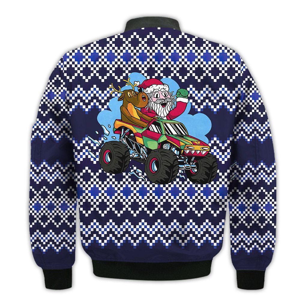 Merry-Christmas-Santa-Riding-A-Monster-Truck-Retro-Christmas-Holiday-Gifts-Unisex-3D-Bomber-Bomber-Jacket-2
