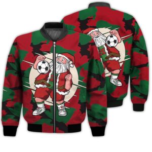 Merry Christmas Santa Soccer Retro Christmas Holiday Gifts Unisex 3D Bomber Bomber Jacket