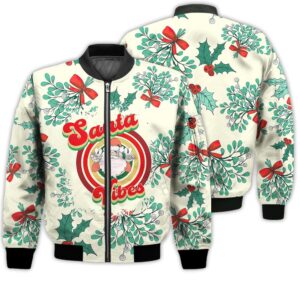 Merry Christmas Santa Vibes Retro Christmas Holiday Gifts Unisex 3D Bomber Bomber Jacket