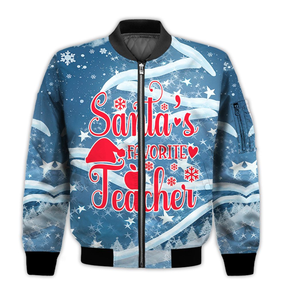 Merry-Christmas-Santas-Favorite-Teacher-Retro-Christmas-Holiday-Gifts-Unisex-3D-Bomber-Bomber-Jacket-1