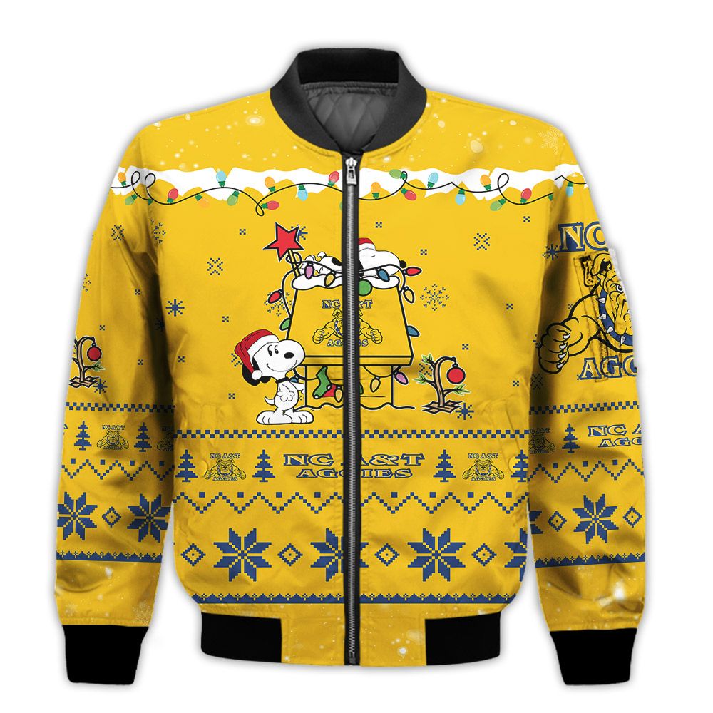 Merry-Christmas-Season-North-Carolina-AT-Aggies-Snoopy-3D-Bomber-Bomber-Jacket-1