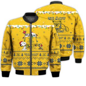 Merry Christmas Season North Carolina AT Aggies Snoopy 3D Bomber Bomber Jacket