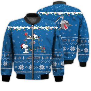 Merry Christmas Season North Carolina Asheville Bulldogs Snoopy 3D Bomber Bomber Jacket