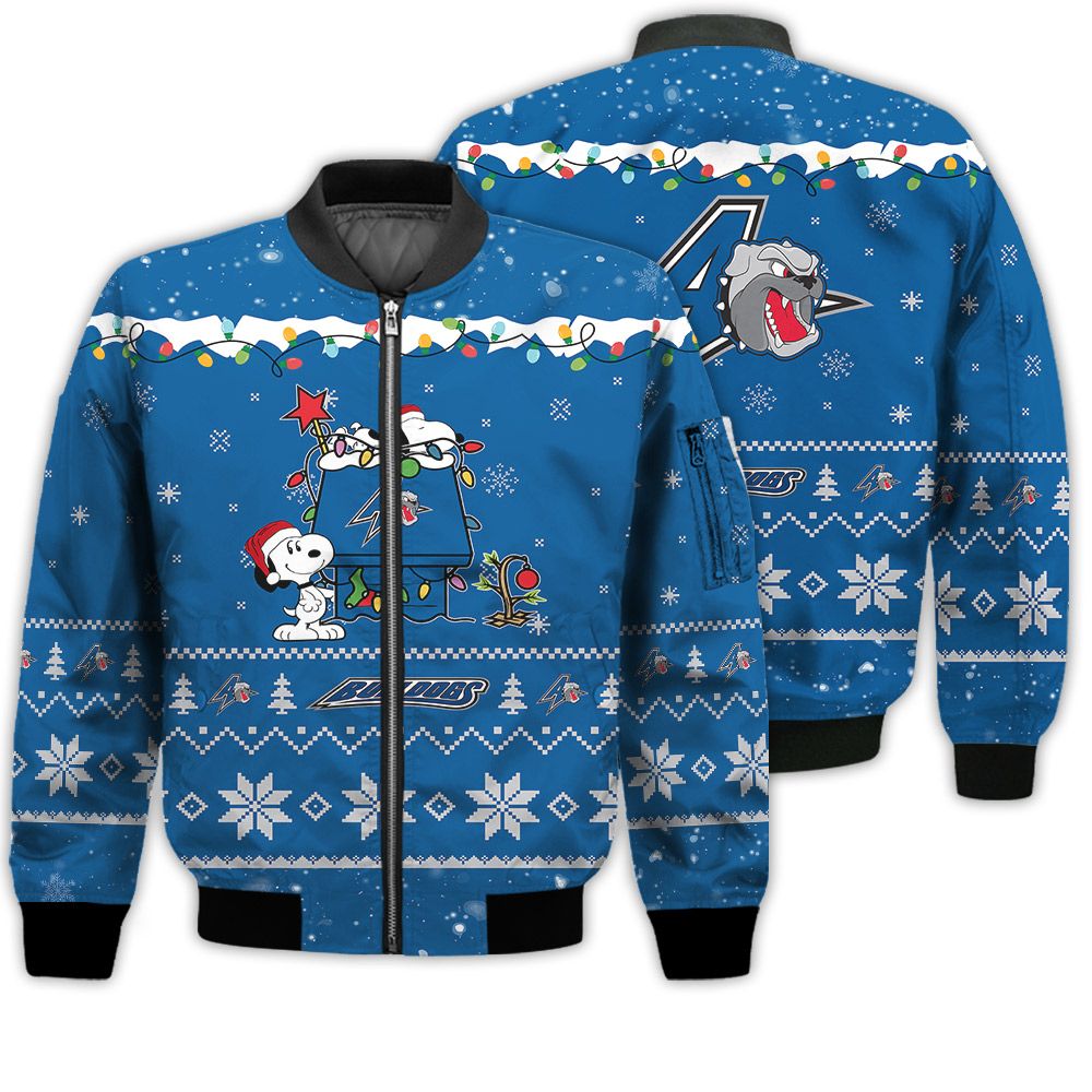 Merry Christmas Season North Carolina Asheville Bulldogs Snoopy 3D Bomber Bomber Jacket Merry Christmas Season North Carolina Asheville Bulldogs Snoopy 3D Bomber Bomber Jacket