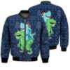 Merry Christmas Shark And T-rex Christmas Retro Christmas Holiday Gifts Unisex 3D Bomber Bomber Jacket