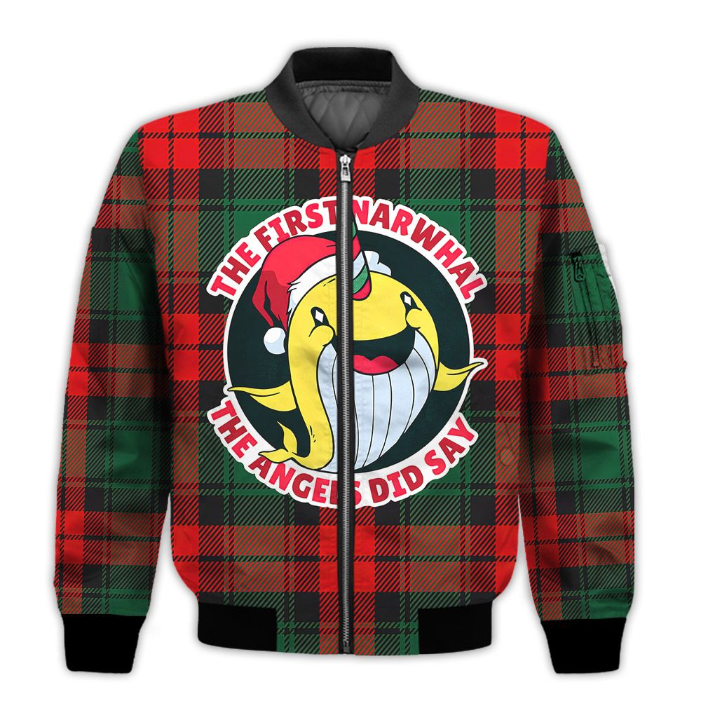 Merry-Christmas-The-First-Narwhal-The-Angels-Did-Say-Retro-Christmas-Holiday-Gifts-Unisex-3D-Bomber-Jacket-1