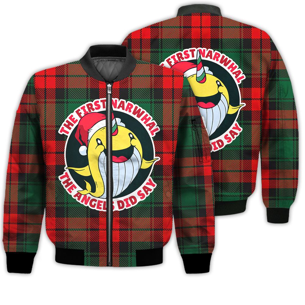 Merry Christmas The First Narwhal The Angels Did Say Retro Christmas Holiday Gifts Unisex 3D Bomber Jacket Merry Christmas The First Narwhal The Angels Did Say Retro Christmas Holiday Gifts Unisex 3D Bomber Jacket