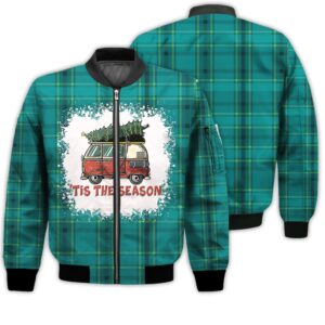 Merry Christmas 'Tis The Season Car Retro Christmas Holiday Gifts Unisex 3D Bomber Jacket