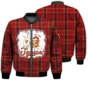 Merry Christmas Tis The Season Cookie Retro Christmas Holiday Gifts Unisex 3D Bomber Jacket