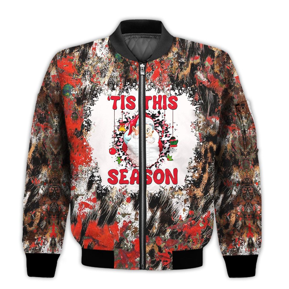 Merry-Christmas-Tis-The-Season-Santa-Claus-Retro-Christmas-Holiday-Gifts-Unisex-3D-Bomber-Jacket-1
