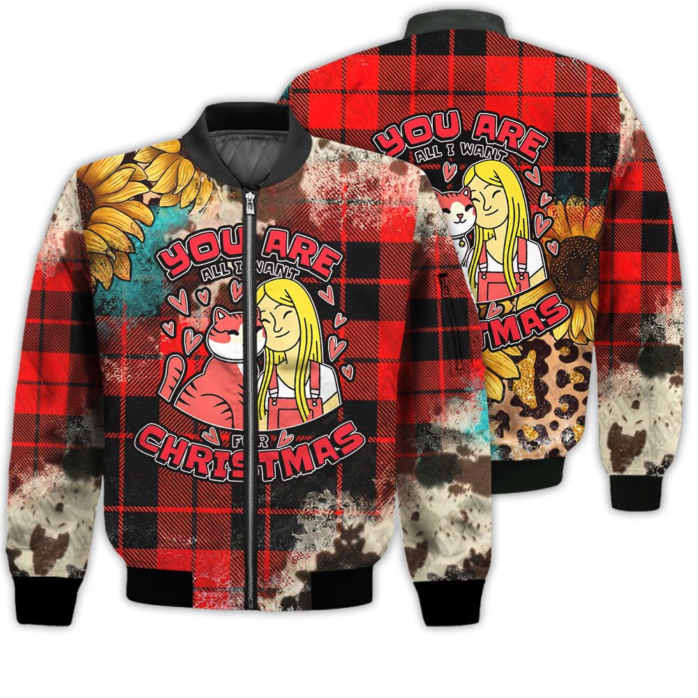 Merry Christmas You Are All I Want For Christmas Retro Christmas Holiday Gifts Unisex 3D Bomber Jacket Merry Christmas You Are All I Want For Christmas Retro Christmas Holiday Gifts Unisex 3D Bomber Jacket