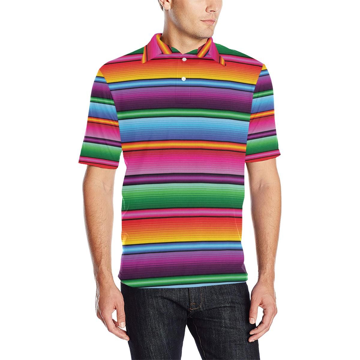 Mexican Blanket Colorful Print Pattern Men Polo Shirt Mexican Blanket Colorful Print Pattern Men Polo Shirt