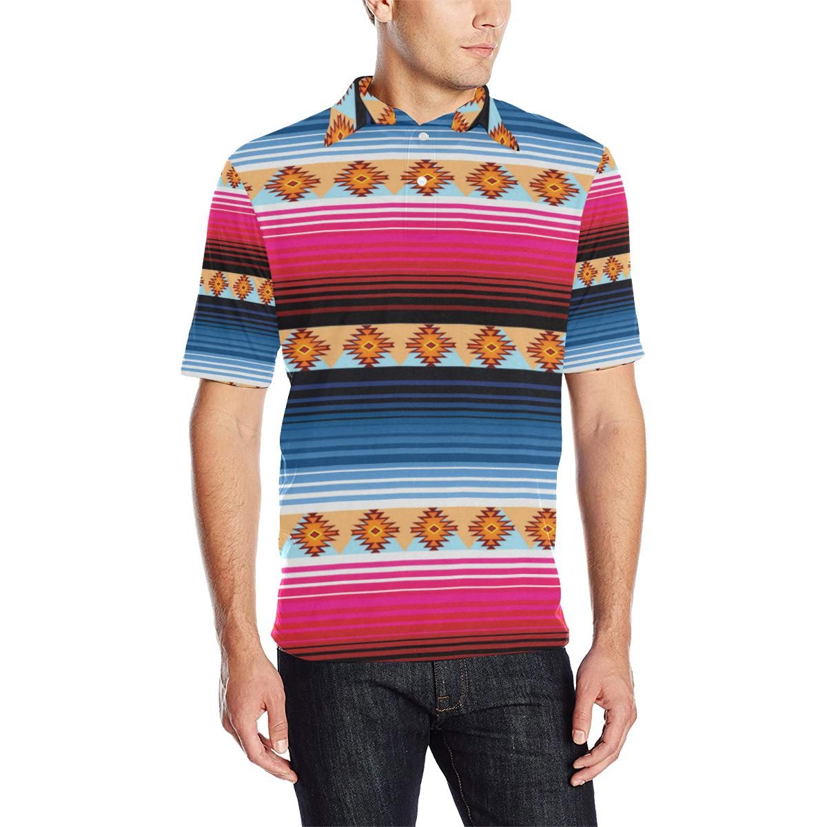 Mexican Pattern Print Design 03 Men Polo Shirt Mexican Pattern Print Design 03 Men Polo Shirt