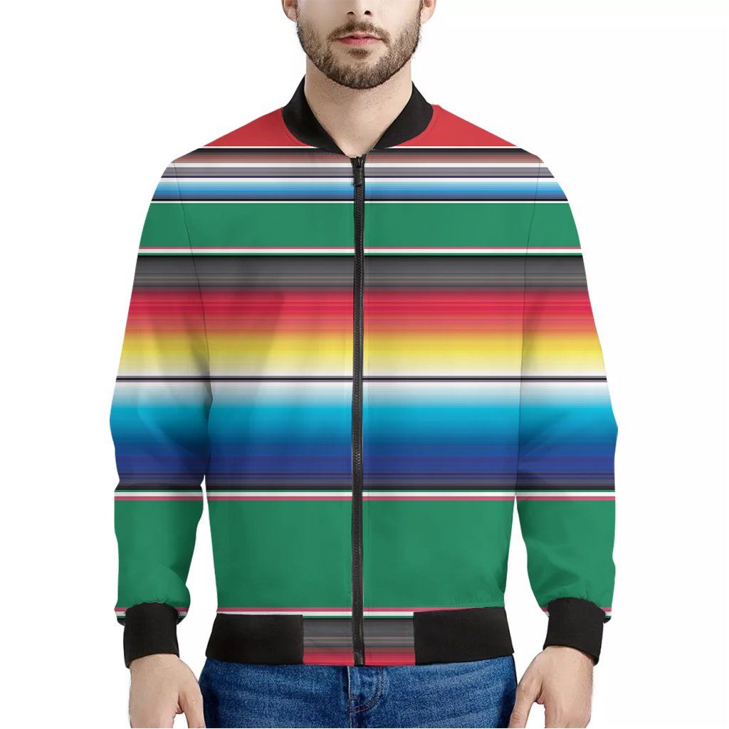 Mexican Striped Blanket Pattern Print Men's Bomber Jacket Mexican Striped Blanket Pattern Print Men's Bomber Jacket