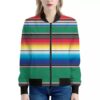 Mexican Striped Blanket Pattern Print Women's Bomber Jacket